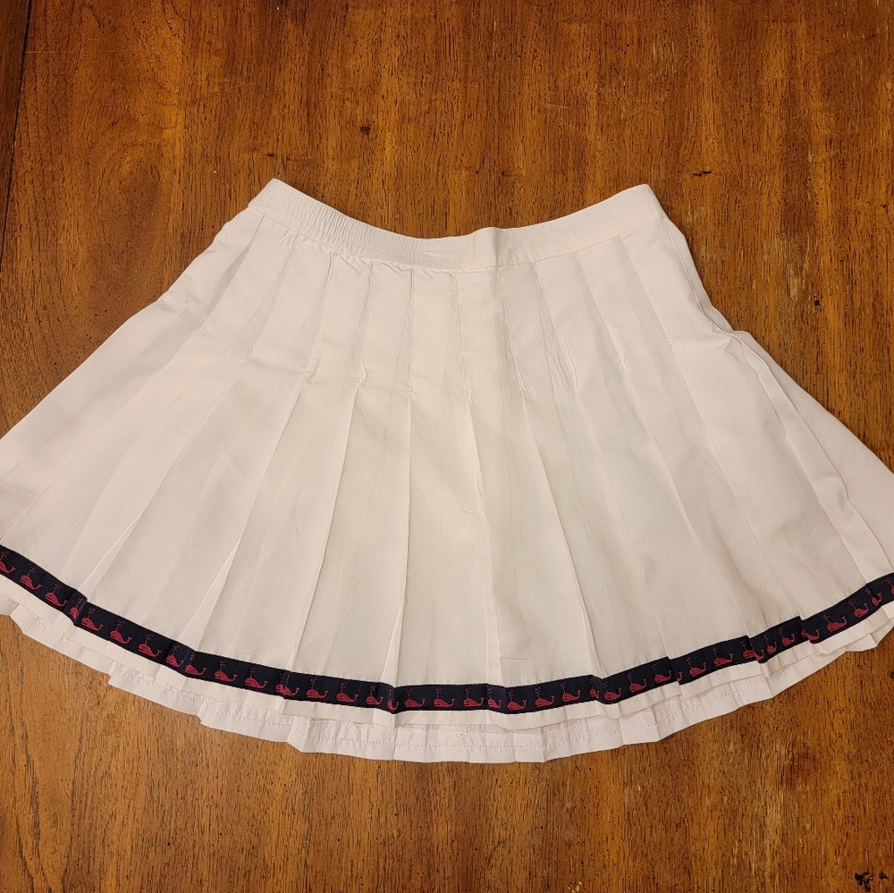 Vintage Lilly Pulitzer Pleated White Tennis Skirt Whale Trim - Size 10